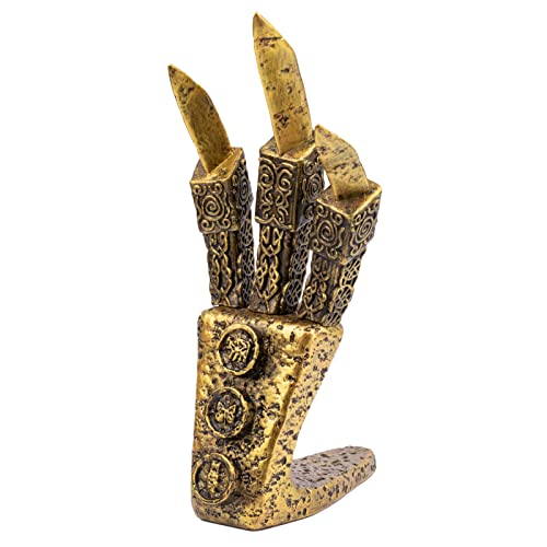 X-COSTUME Skyrim Dragon Prop Dekor für TES Cosplay - Gold, Harz, Drachenklaue, Handbemalt mit aufwendigen Details, Tischplatte, Alle, Mythologie, 4.02 x 4.76 x 9.01 inches, 498.951 Gramm, 1 Stück von X-COSTUME