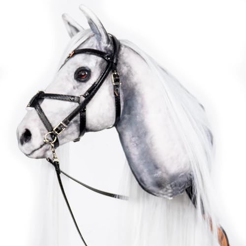 X-Group4th Hobby Horse Pferde - Realistisch Mit Zaumzeug und Leine - Pferd Auf Einem Stock - Sportspielzeug - Größe A4 Mini - Weiß von X-Group4th