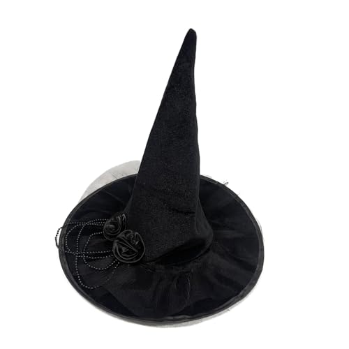 X-Institute Eleganter schwarzer Hexenhut mit einzigartiger Rose und Perlenkette, stilvolles Zubehör für Kostümpartys, Halloween-Dekoration X-Institute Eleganter schwarzer Hexenhut mit einzigartiger Rose und Perlenkette, stilvolles Zubehör für Kostümpartys, Halloween-Dekoration von X-Institute