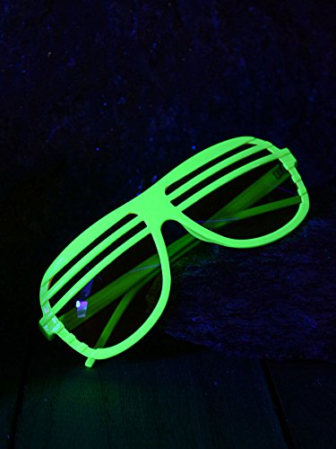 Schwarzlicht Brille Oval mit Lamellen Disco Neon Gelb von X-SIDE