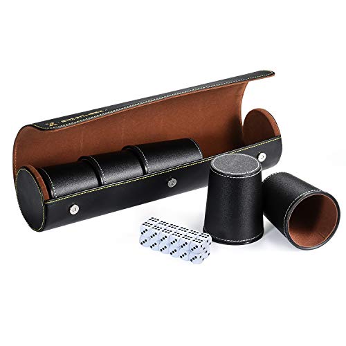 X SIM FITNESSX Würfelbecher Set, 5 Würfel mit Becher + 25 Punktwürfeln +Exklusives Aufbewahrungs und Transportetui aus Kunstleder mit Magnetverschluss. (Schwarz) X SIM FITNESSX Würfelbecher Set, 5 Würfel mit Becher + 25 Punktwürfeln +Exklusives Aufbewahrungs und Transportetui aus Kunstleder mit Magnetverschluss. (Schwarz) von X SIM FITNESSX