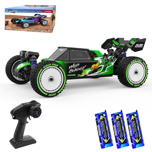 X-Verse 1:12 100KM/H Ferngesteuertes Auto, 4WD Wasserdichtes Schnelles RC Truck mit 3S Bürstenloser Motor, 2.4GHz All Terrain Offroad RC Truggy für Erwachsene, 3 Batterien(Grün) von X-Verse