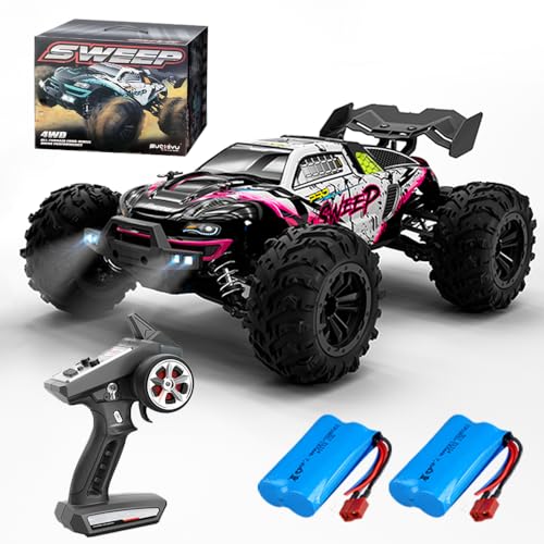 X-Verse 16101PRO Ferngesteuertes Auto mit Bürstenloser Motor, 2.4GHz 1:16 4WD 70KM/H RC Auto Geländewagen Offroad, Geschenk für Kinder Erwachsene - 2 Batterien(Rot) von X-Verse