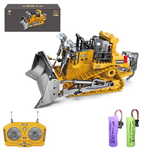 X-Verse Ferngesteuerter Bulldozer Spielzeug, Ferngesteuertes Baufahrzeug für Kinder, RC Bulldozer mit Licht und Soundeffekten von X-Verse