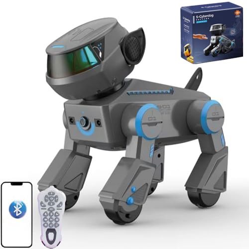 X-Verse RC Roboter Hund für Kinder Ferngesteuerter Spielzeug, Sprach und Interagieren, Programmierbarer Tanz Musik Roboterhund, Geschenke für Jungen, Mädchen 3-12 Jahren (Grau) von X-Verse
