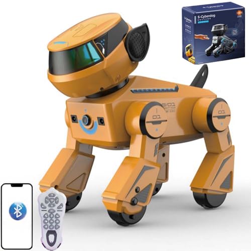 X-Verse RC Roboter Hund für Kinder Ferngesteuerter Spielzeug, Sprach und Interagieren, Programmierbarer Tanz Musik Roboterhund, Geschenke für Jungen, Mädchen 3-12 Jahren (Orange) von X-Verse