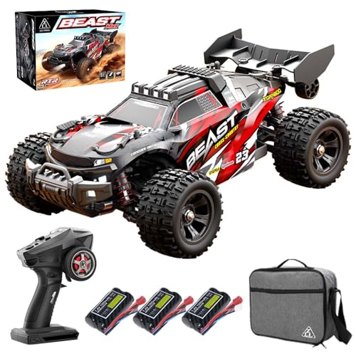 X-Verse SG118MAX 1:18 Ferngesteuertes Auto, 60KM/H RC Hohe Geschwindigkeit Wasserdichtes Offroad mit Bürstenloser Motor, 4WD Off Road Race Buggy für Erwachsene, 3 Batterien von X-Verse