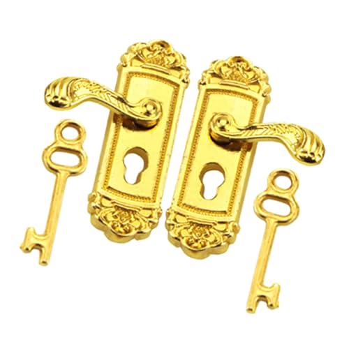 1/12 Miniatur Türschlösser mit Schlüssel Set Vintage Puppenhäuser Dekorationen Zubehör Minis Tür und Schlüssel Dekoration Zubehör von XAGMODSHN