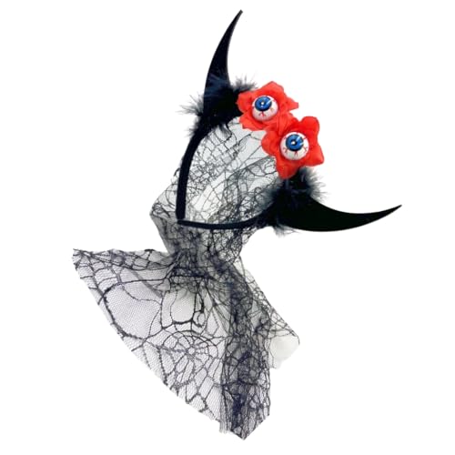 Böses Horn Stirnband für Erwachsene mit Schleier Cosplay Kostüm Augapfel Hairhoop Halloween Party Haarband Festival Gruselige Kopfbedeckung Böses Horn Stirnband für Erwachsene mit Schleier Cosplay Kostüm Augapfel Hairhoop Halloween Party Haarband Festival Gruselige Kopfbedeckung von XAGMODSHN