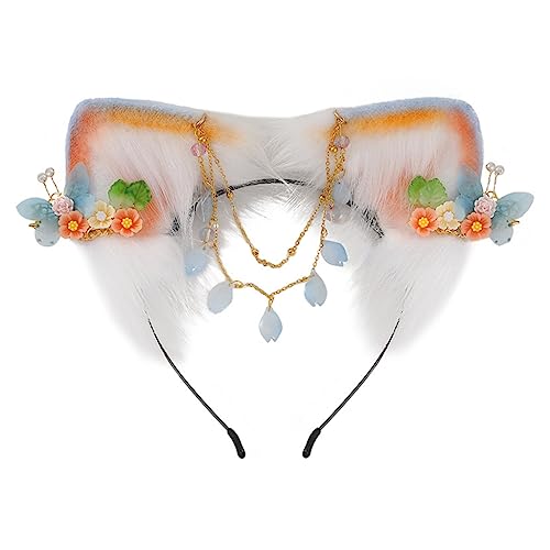 Chinesisches Kätzchen-Ohr-Form-Stirnband mit Stirnkette, Karneval, Halloween, Mädchen, Fotografieren, Blumen-Haarband Chinesisches Kätzchen-Ohr-Form-Stirnband mit Stirnkette, Karneval, Halloween, Mädchen, Fotografieren, Blumen-Haarband von XAGMODSHN
