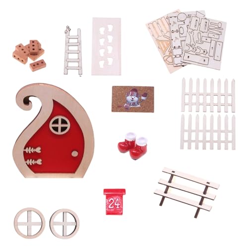 Dollhouses Weihnachtsdekorationen 20pcs Winzige Türen Set Natürliches Holzharz Kreativer Handwerksaktivität Weihnachtsduschhäuser Möbel Miniaturen von XAGMODSHN