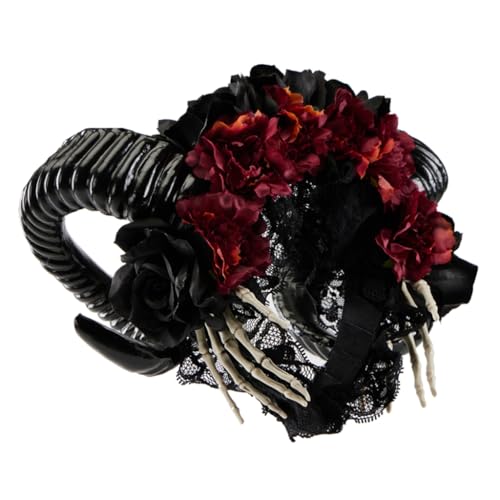 Einzigartige Horn-Stirnbänder für Halloween, Kopfbedeckung mit Blumenskelett-Handdetail für Halloween, Cosplay Einzigartige Horn-Stirnbänder für Halloween, Kopfbedeckung mit Blumenskelett-Handdetail für Halloween, Cosplay von XAGMODSHN