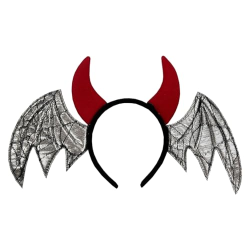 Haarreif für Erwachsene, Teenager, Fledermausflügel und Teufelshorn, für Halloween, Party, Kopfschmuck, für Damen, Mädchen, Cosplay, Kostüm, Haarband Haarreif für Erwachsene, Teenager, Fledermausflügel und Teufelshorn, für Halloween, Party, Kopfschmuck, für Damen, Mädchen, Cosplay, Kostüm, Haarband von XAGMODSHN