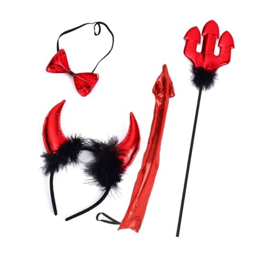 Haarreif in Cartoon-Teufelshornform, mit Schwanz und Fliege, Haarhalter, Cosplay-Party, Werkzeuge für Jugendliche und Frauen von XAGMODSHN