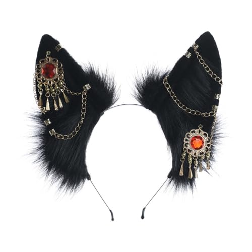 Haarreif mit Cartoon-Wolfsohren und baumelnden Ohrringen, Haarhalter, Cosplay-Party, Kopfbedeckung für Jugendliche und Erwachsene Haarreif mit Cartoon-Wolfsohren und baumelnden Ohrringen, Haarhalter, Cosplay-Party, Kopfbedeckung für Jugendliche und Erwachsene von XAGMODSHN