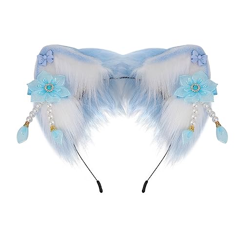 Haarreif mit Fuchs-Ohren, mit Schleife, Blume, für Damen, Teenager, für Live-Übertragung, Karneval, Haarband Haarreif mit Fuchs-Ohren, mit Schleife, Blume, für Damen, Teenager, für Live-Übertragung, Karneval, Haarband von XAGMODSHN