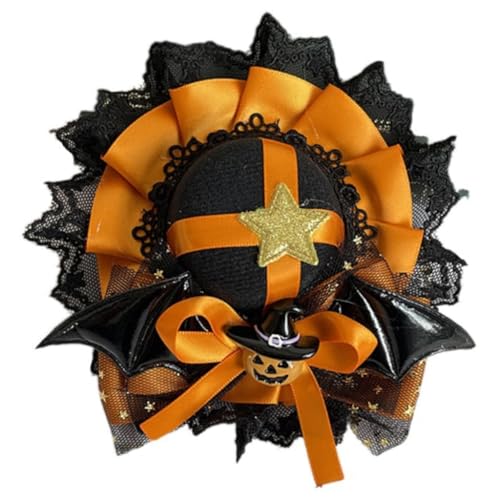 Halloween-Haarspange für Mädchen, Choker, Bowler, Hut, Fledermausflügel, Halloween-Kopfschmuck, Kopfbedeckung, Nackenband, Halsband Halloween-Haarspange für Mädchen, Choker, Bowler, Hut, Fledermausflügel, Halloween-Kopfschmuck, Kopfbedeckung, Nackenband, Halsband von XAGMODSHN