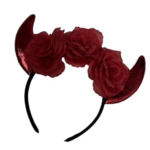 Halloween Rose Horn Stirnbänder Blume Schleier Haarbänder Elastische Horror Haarreifen für Hexe Vampire Kostüme Halloween Rose Horn Stirnbänder Blume Schleier Haarbänder Elastische Horror Haarreifen für Hexe Vampire Kostüme von XAGMODSHN