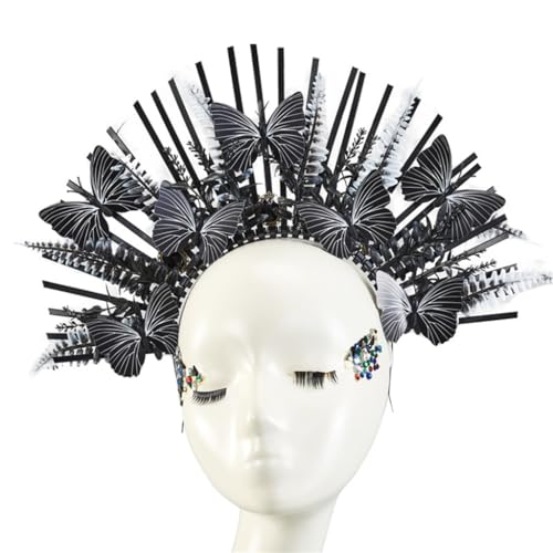 HaloCrown Kopfschmuck mit Stacheln, Kopfbedeckung, HaloCrown, Kopfschmuck, Haarreif, Schmetterlings-Stirnband von XAGMODSHN