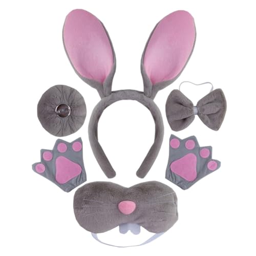 Hasen-Kostüm-Set, Ohren, Schwanz, Fliege, Handschuh, Tutus, Tier-Kostüm, Zubehör für Kinder, Halloween, Cosplays, Requisiten Hasen-Kostüm-Set, Ohren, Schwanz, Fliege, Handschuh, Tutus, Tier-Kostüm, Zubehör für Kinder, Halloween, Cosplays, Requisiten von XAGMODSHN