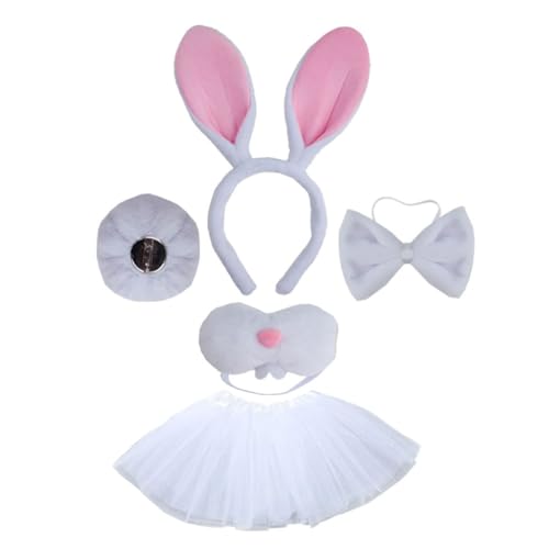 Hasen-Kostüm-Set, Ohren, Schwanz, Fliege, Handschuh, Tutus, Tier-Kostüm, Zubehör für Kinder, Halloween, Cosplays, Requisiten Hasen-Kostüm-Set, Ohren, Schwanz, Fliege, Handschuh, Tutus, Tier-Kostüm, Zubehör für Kinder, Halloween, Cosplays, Requisiten von XAGMODSHN