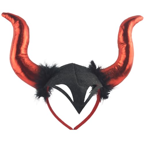 Horn-Halloween-Stirnband und Netzrock-Set für Damen und Mädchen, Halloween-Party, Kostüm, Cosplay, Haarschmuck von XAGMODSHN