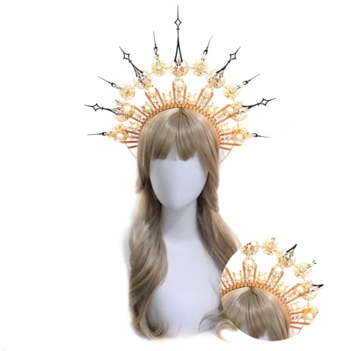 Kronen Stirnband Handgemachte Kits Monther God Kostüm Stirnband Prinzessin Haarband Weibliche Tiaras Kronenstück von XAGMODSHN