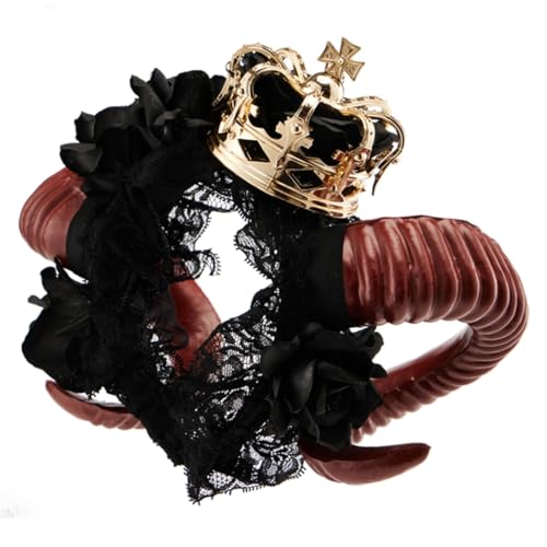 Langer Haarreif aus Ziegenhorn mit Blume für Cosplay, Party, Halloween, Kostüm, Haarband, Erwachsene, Maskeraden, Spitzen-Haarband Langer Haarreif aus Ziegenhorn mit Blume für Cosplay, Party, Halloween, Kostüm, Haarband, Erwachsene, Maskeraden, Spitzen-Haarband von XAGMODSHN