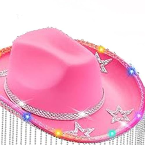 Leuchtender Hut mit Kristallen, Quasten, Panamahut, Lichterkette für Mädchen, leuchtender Hut für Karneval, Musikfestivals, Rosa Leuchtender Hut mit Kristallen, Quasten, Panamahut, Lichterkette für Mädchen, leuchtender Hut für Karneval, Musikfestivals, Rosa von XAGMODSHN