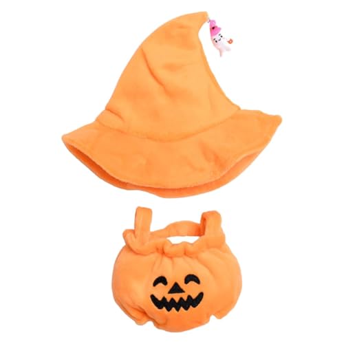 Modische Puppenkleidung für 15–17 cm große Modelle, mit schönem Zaubererhut und Kürbis-Top, ideal für Partys, Zubehör, Halloween-Kürbis-Kostüm von XAGMODSHN