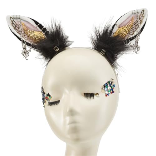 Pelzohr-Cosplay-Haarschmuck Tierohren Füchse Haarspange Gothics Metall Flügel Plüsch Kopfschmuck für von XAGMODSHN