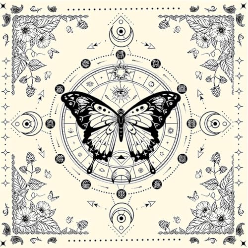 Quadratische Divinations Tapisserie Mond Schmetterling Astrologie Tischdecke Tarots Tischdecke Hexerei Zubehör von XAGMODSHN