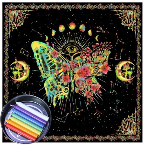 Quadratische Divinations Tapisserie Schmetterling Mond Astrologie Tischdecke Tarots Tischdecke Tischdecke Hexerei Zubehör von XAGMODSHN