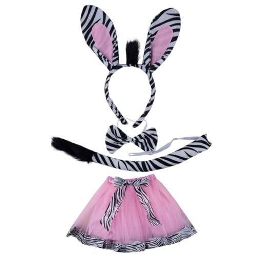 Rock Zebras Ohren Stirnbänder Kragen Schwanz Tierohren Haarreifen für Kinder zeigt Zebras Tier Haarbänder Cartoon Kostüm Rock Zebras Ohren Stirnbänder Kragen Schwanz Tierohren Haarreifen für Kinder zeigt Zebras Tier Haarbänder Cartoon Kostüm von XAGMODSHN