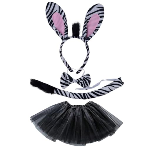 Rock Zebras Ohren Stirnbänder Kragen Schwanz Tierohren Haarreifen für Kinder zeigt Zebras Tier Haarbänder Cartoon Kostüm Rock Zebras Ohren Stirnbänder Kragen Schwanz Tierohren Haarreifen für Kinder zeigt Zebras Tier Haarbänder Cartoon Kostüm von XAGMODSHN