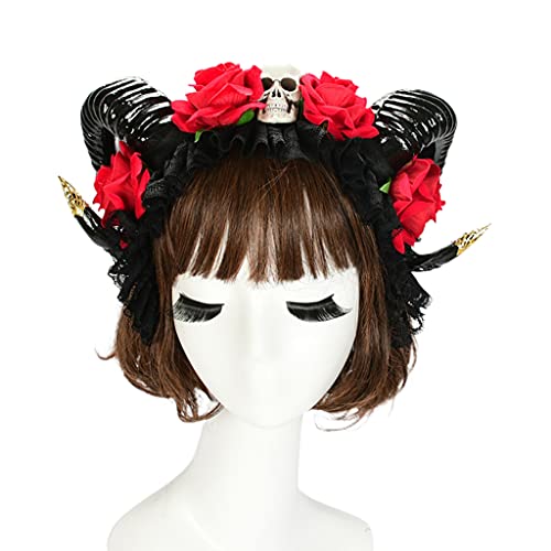 Rose Horn Stirnband Horn Haarreifen für Halloween Blume Schädel Haarband Requisiten Thema für kreative Party Kostüm Rose Horn Stirnband Horn Haarreifen für Halloween Blume Schädel Haarband Requisiten Thema für kreative Party Kostüm von XAGMODSHN