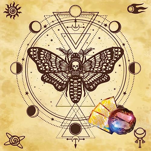 Tarot Tischdecke mit Totenkopfmotiv, Schmetterling, Mondphasen, Altäre, Wahrsagungen, Tischdecke, Tapisserie-Zubehör Tarot Tischdecke mit Totenkopfmotiv, Schmetterling, Mondphasen, Altäre, Wahrsagungen, Tischdecke, Tapisserie-Zubehör von XAGMODSHN