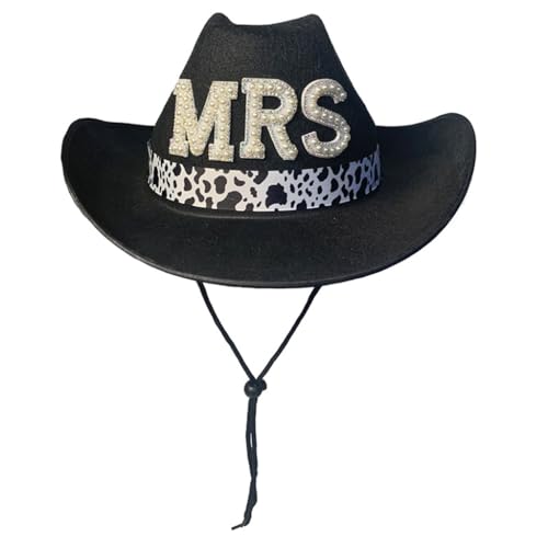 XAGMODSHN Brauthut Junggesellinnenabschied Requisiten Frauen Junggesellinnenabschied Hut Frau für Brautparty, Schwarzer Cowboyhut Mrs, 59 XAGMODSHN Brauthut Junggesellinnenabschied Requisiten Frauen Junggesellinnenabschied Hut Frau für Brautparty, Schwarzer Cowboyhut Mrs, 59 von XAGMODSHN