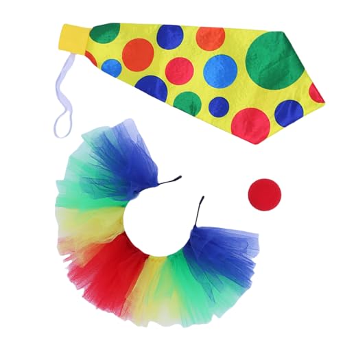 XAGMODSHN Clown Outfit Clown Nase Regenbogen Perücken Krawatte Für Erwachsene Kinder Frauen Männer Halloween Kostümzubehör Geschenke Erwachsene Kinder Kostüm von XAGMODSHN