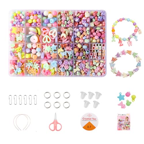 XAGMODSHN Crafting Armband Bunte Perlen Kits Schmuck Herstellung Von Acrylperlen Für Armbänder Und Projektschmuckversorgung von XAGMODSHN
