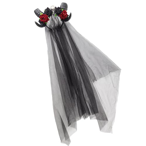 XAGMODSHN Day of the Dead Halloween-Haarbänder aus Horn, realistisches Horn, cooles Haar-Accessoire für Kostümpartys von XAGMODSHN