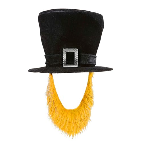 XAGMODSHN Eleganter Piratenkostüm-Hut mit abnehmbarem Bart Halloween-Party-Zubehör, geeignet für Erwachsene, 55–60 cm, Gentleman-Zylinderhut mit Bart von XAGMODSHN
