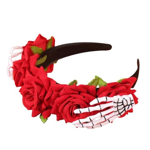 XAGMODSHN Festliches Halloween-Kürbis-Schädel-Stirnband mit einzigartiger Rosendekoration, bequeme Kopfbedeckung für Frauen und Mädchen XAGMODSHN Festliches Halloween-Kürbis-Schädel-Stirnband mit einzigartiger Rosendekoration, bequeme Kopfbedeckung für Frauen und Mädchen von XAGMODSHN