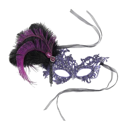 XAGMODSHN Frauen Gefiederte Maskeraden Venezianer Halloween Mardi Gras Kostüme Halbgesicht Masque Eyemask Venezianer Frauen Für Maskeraden von XAGMODSHN