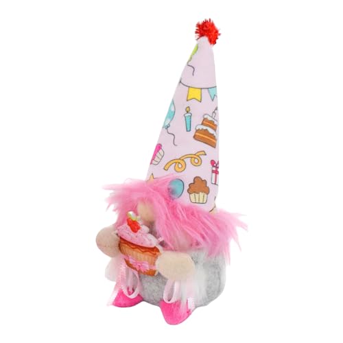 XAGMODSHN Geburtstag Farbenfrohe Schwedische Plüschpuppen Mit Luftballons Kuchen Für Heimtomtes Elfen Stofftierstufte Tablett Orament von XAGMODSHN