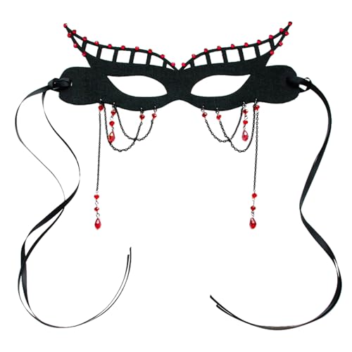 XAGMODSHN Halbes Gesicht für Damen, Strass, Maskerade, Abendbälle, mit Quasten, Venezianer, Halloween-Party, Damen, halbes Gesicht, Venezianer-Maskerade, Halloween, für Party von XAGMODSHN
