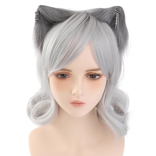 XAGMODSHN Halloween-Aufführungen, Fuchs-Ohr-Haarband mit Metall-Ohrringen, Dekorationen, Katzenohren, Stirnbänder, niedlicher Cartoon-Haarreif für Frauen für Erwachsene, Anime-Charakter, Cosplay von XAGMODSHN