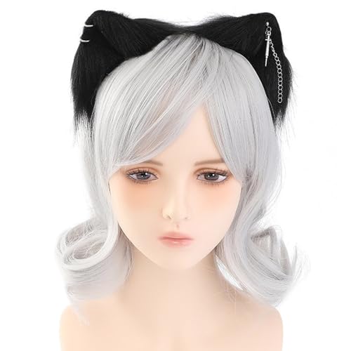 XAGMODSHN Halloween-Aufführungen, Fuchs-Ohr-Haarband mit Metall-Ohrringen, Dekorationen, Katzenohren, Stirnbänder, niedlicher Cartoon-Haarreif für Frauen für Erwachsene, Anime-Charakter, Cosplay von XAGMODSHN