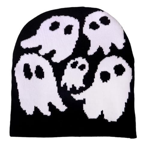 XAGMODSHN Halloween Schädelhut Unisex Strick Vielseitiger Strick Specter Party Urlaub Winter Warm Spaß Gespenst Thema von XAGMODSHN