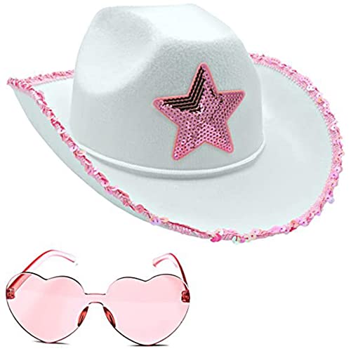 XAGMODSHN Hut Stern Geburtstag Party Hüte Cowgirl Hüte Frauen Hut für Erwachsene Party Hüte Cosplay Weiß von XAGMODSHN